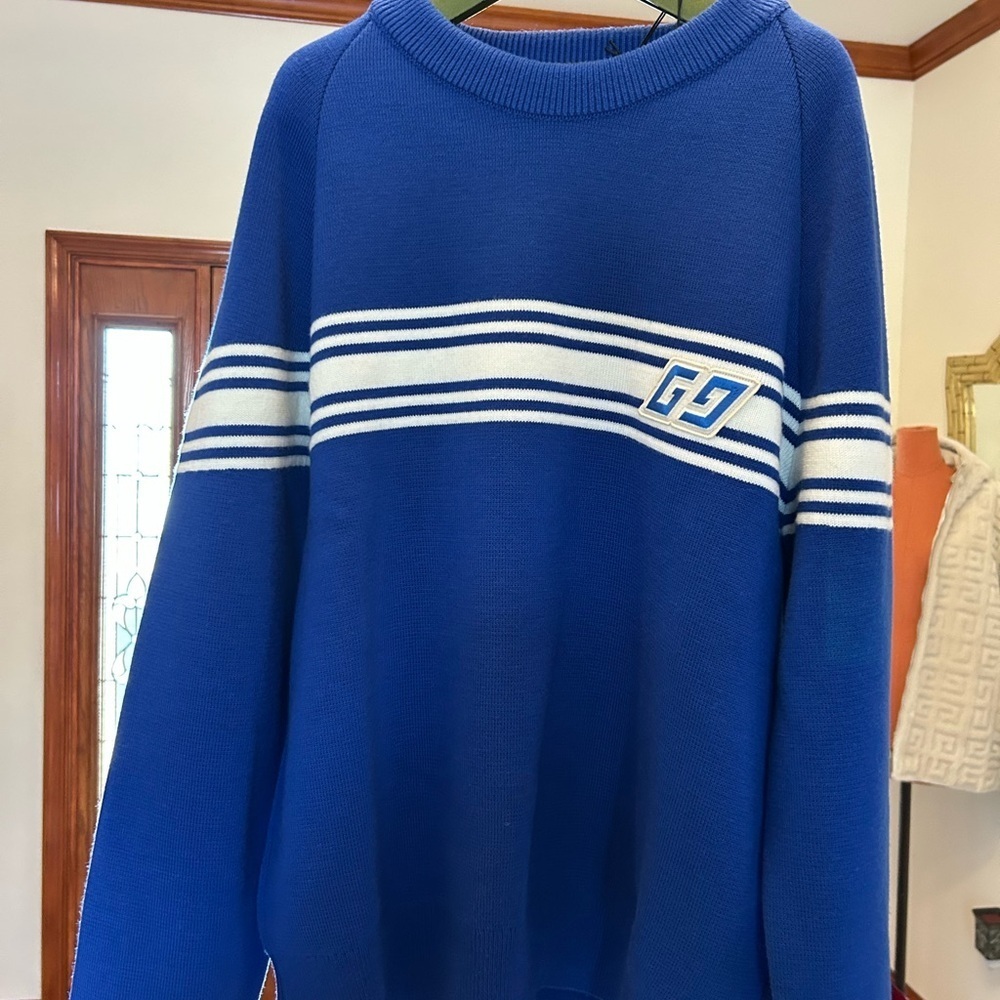 Men's Gucci knit wool sweater with GG logo size large made in Italy